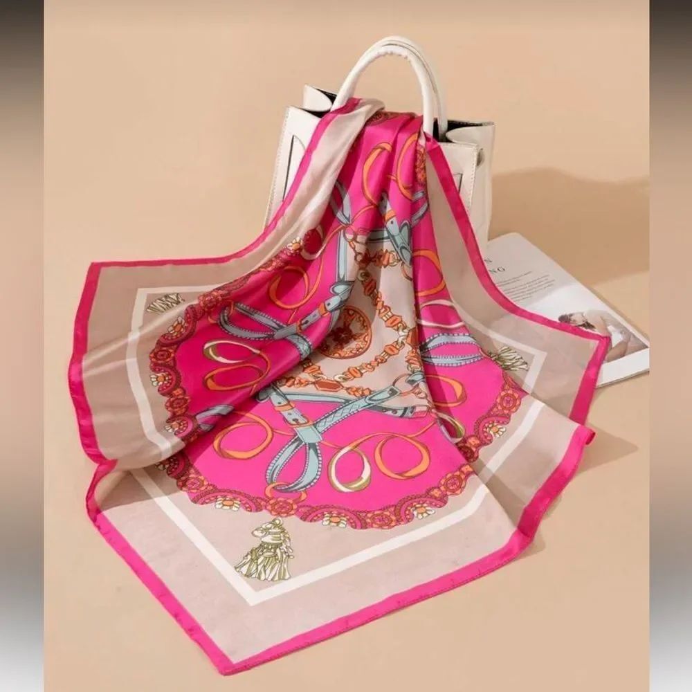 Pink and Cream Printed Scarf A1560